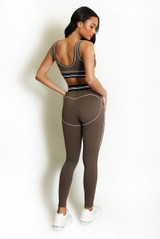 Striped Band Gym Crop Top And Legging Set (PRE-ORDER)