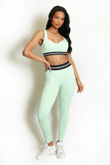 Striped Band Gym Crop Top And Legging Set (PRE-ORDER)