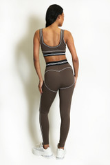 Striped Band Gym Crop Top And Legging Set (PRE-ORDER)