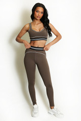 Striped Band Gym Crop Top And Legging Set (PRE-ORDER)