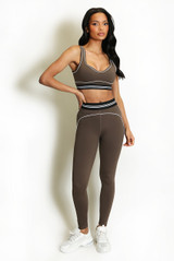 Striped Band Gym Crop Top And Legging Set (PRE-ORDER)