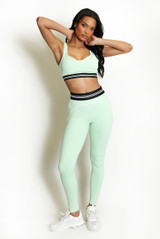 Striped Band Gym Crop Top And Legging Set (PRE-ORDER)