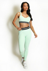 Striped Band Gym Crop Top And Legging Set (PRE-ORDER)