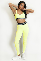 Striped Band Gym Crop Top And Legging Set 