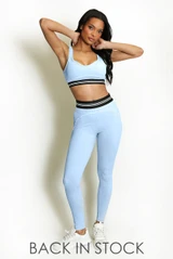 Striped Band Gym Crop Top And Legging Set 