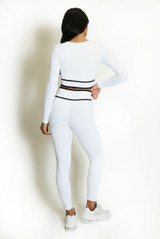 Striped Band Cropped Top And Legging Set