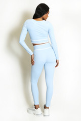 Striped Band Cropped Top And Legging Set