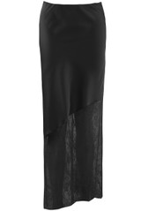 Asymmetric Lace Hem Satin Skirts