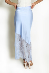 Asymmetric Lace Hem Satin Skirts