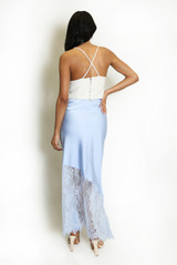 Asymmetric Lace Hem Satin Skirts