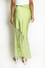 Asymmetric Lace Hem Satin Skirts