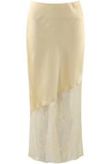 Asymmetric Lace Hem Satin Skirts