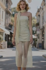 Tailored Maxi Bandeau Dress With Chiffon Scarf