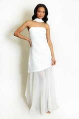 Tailored Maxi Bandeau Dress With Chiffon Scarf