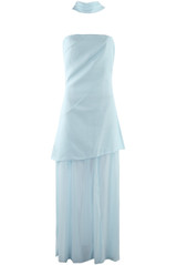 Tailored Maxi Bandeau Dress With Chiffon Scarf