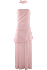 Tailored Maxi Bandeau Dress With Chiffon Scarf