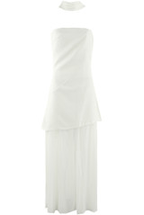 Tailored Maxi Bandeau Dress With Chiffon Scarf