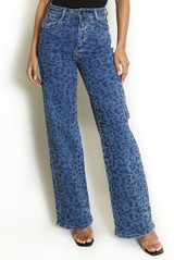 Leopard Pattern Dad Fit Denim Jeans