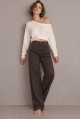 Cheetah Pattern Dad Fit Chocolate Jeans