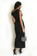 Asymmetric Neckline Midi Dress