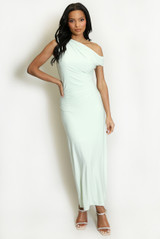 Asymmetric Neckline Midi Dress