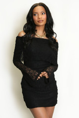 Lace Bardot Mini Dress