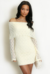 Lace Bardot Mini Dress