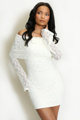 Lace Bardot Mini Dress