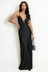 Satin Cut Out Maxi Dress