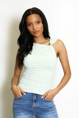 Sleeveless Top With Shoulder Buckle