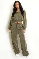 Cropped Hoodie and Cargo Jogger Set
