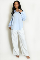 Stripe Blouse With Elasticated Cuff