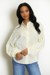Stripe Blouse With Elasticated Cuff