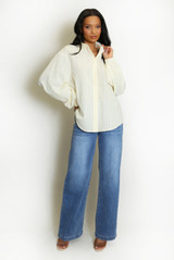 Stripe Blouse With Elasticated Cuff