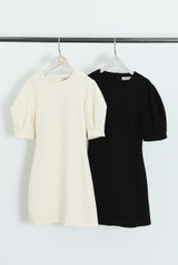 Puff Sleeves Mini Shift Dress