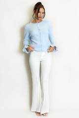 Flute Cuffs Pearls Button Cardigan