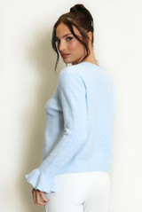 Flute Cuffs Pearls Button Cardigan