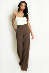 Tailored High Waist Wide Leg Trouser
