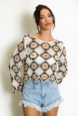 Long Sleeve Crochet Tops