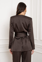 Tailored Satin Blazer With Wrap 