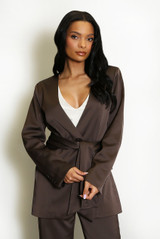 Tailored Satin Blazer With Wrap 
