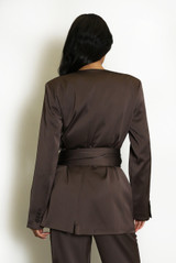 Tailored Satin Blazer With Wrap 