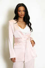 Tailored Satin Blazer With Wrap 