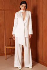 Satin Blazer And Wide Leg Trouser Set