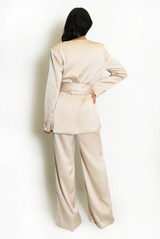 Satin Blazer And Wide Leg Trouser Set