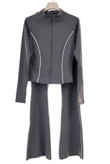 Contrast Piping Zip Gym Top and Flare Trouser Set