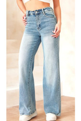 Blue Shade High Waist Wide Leg Jeans