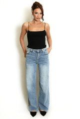Blue Shade High Waist Wide Leg Jeans