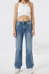 Denim Mid Blue Wide Leg Stretch Jeans
