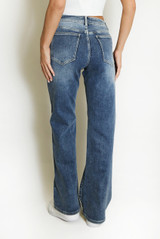 Denim Mid Blue Wide Leg Stretch Jeans